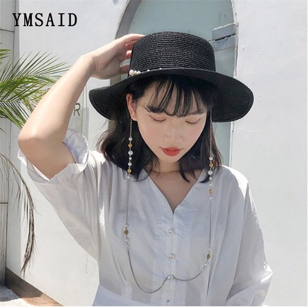 fashion summer pearl chain flat sun hats for women chapeau feminino straw hat panama cappelli beach bucket cap girl e 220601, Blue;gray
fashion summer pearl chain flat sun hats for women chapeau feminino straw hat panama cappelli beach bucket cap girl e 220601, Blue;gray