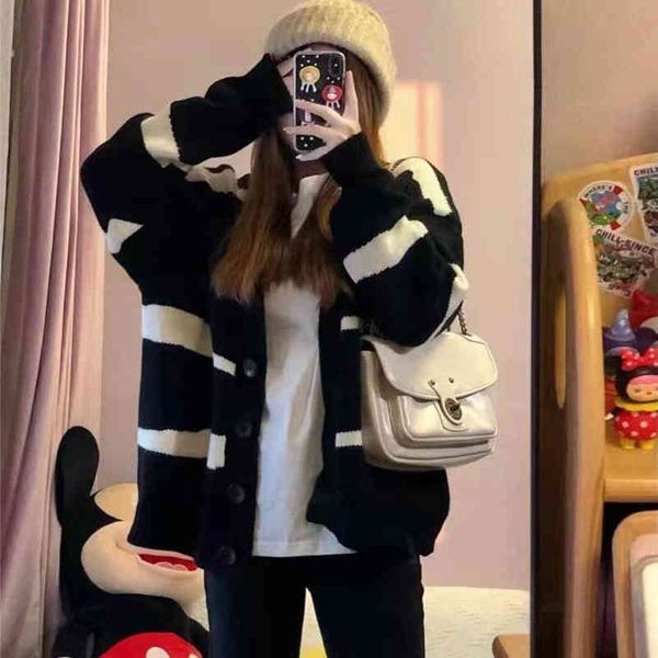 women's sweaters design sense niche lazy style black sweater women autumn winter thick high-end cardigan striped l0ub, White;black
women's sweaters design sense niche lazy style black sweater women autumn winter thick high-end cardigan striped l0ub, White;black