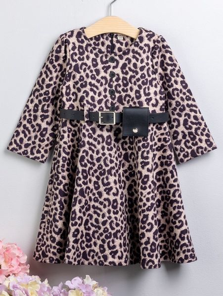 little girl leopard print waistband dress she, Red;yellow