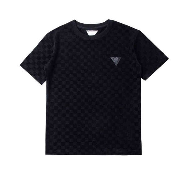 bv green label towel velvet t shirt hip-hop fashion brand woven dark pattern plaid black men's and women's short-sleeved t-shirt, White;black
bv green label towel velvet t shirt hip-hop fashion brand woven dark pattern plaid black men's and women's short-sleeved t-shirt, White;black