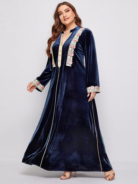 plus floral embroidery appliques contrast piping velvet prom dress p8go#, Black
plus floral embroidery appliques contrast piping velvet prom dress p8go#, Black