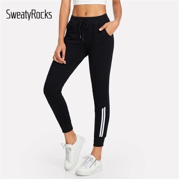 sweatyrocks black fitness contrast striped drawstring waist pants pocket elastic spring workout women skinny sweatpants y200113, Black;white
sweatyrocks black fitness contrast striped drawstring waist pants pocket elastic spring workout women skinny sweatpants y200113, Black;white