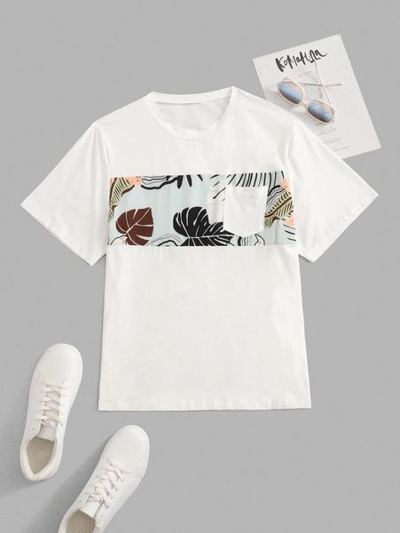 men tropical print pocket patched tee i4lo#, White;black
men tropical print pocket patched tee i4lo#, White;black