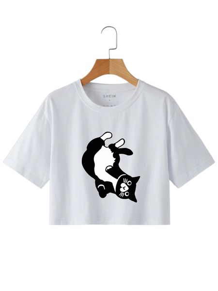 cartoon graphic crop tee 73at#, White
cartoon graphic crop tee 73at#, White