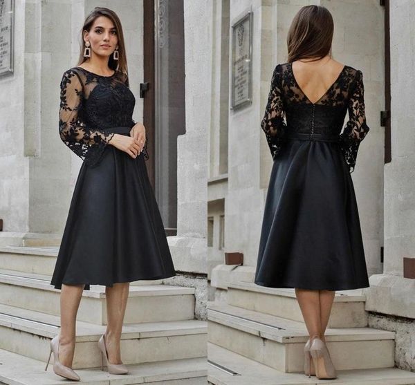 vintage black 3/4 sleeve mothers dresses a line sheer lace jewel neck satin knee length women cocktail dress mother of bride groom formal we, Black;red
vintage black 3/4 sleeve mothers dresses a line sheer lace jewel neck satin knee length women cocktail dress mother of bride groom formal we, Black;red