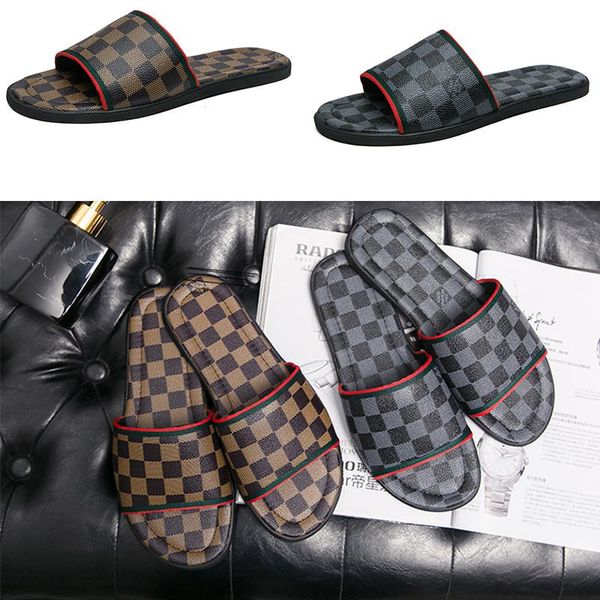 genuine leather mens slippers luxury checkered pattern brand designer slides black brown beach flip flop outdoor indoor flat sandals large s
genuine leather mens slippers luxury checkered pattern brand designer slides black brown beach flip flop outdoor indoor flat sandals large s