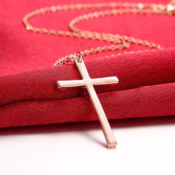 women pendant chain smooth cross simple style 18k rose gold filled classic flat fashion classic jewelry gift accessories, Silver
women pendant chain smooth cross simple style 18k rose gold filled classic flat fashion classic jewelry gift accessories, Silver