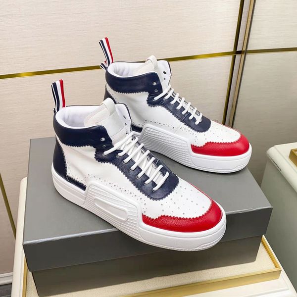fashion designer men high cut casual shoes patchwork color leather breathable thick soled platform sneakers leisure white board flat soled s, Black
fashion designer men high cut casual shoes patchwork color leather breathable thick soled platform sneakers leisure white board flat soled s, Black