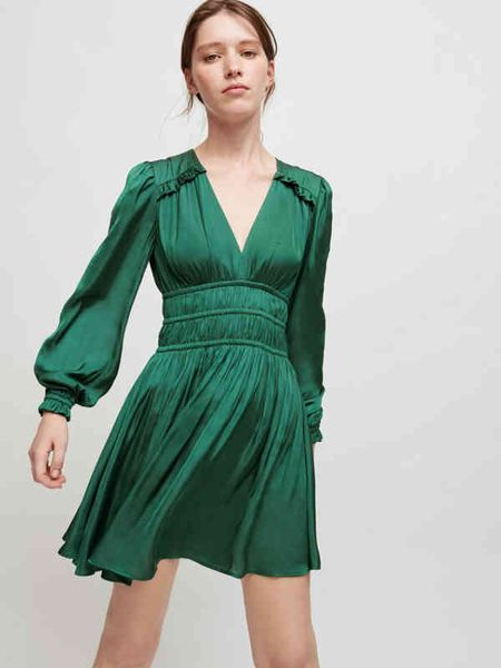 casual dresses ma summer satin mini dress green puff sleeves with v-neck brand france paris 55e5, Black;gray
casual dresses ma summer satin mini dress green puff sleeves with v-neck brand france paris 55e5, Black;gray
