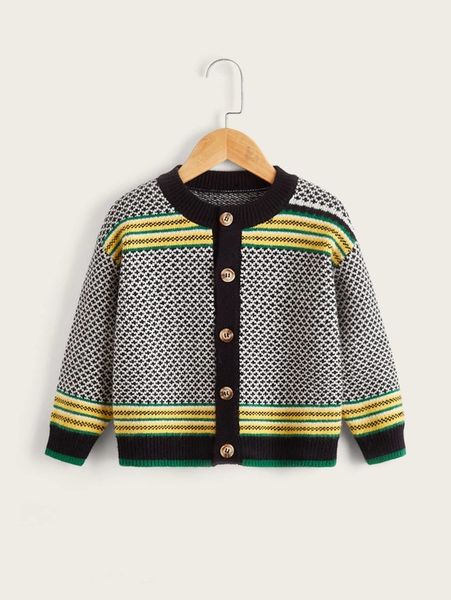 toddler boys striped pattern drop shoulder cardigan she01, Blue