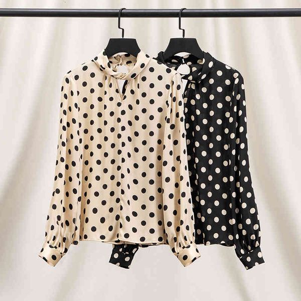 women's polos high end french champagne color dot silk shirt women's summer loose large lantern sleeve mulberry blouse foreign sty, White
women's polos high end french champagne color dot silk shirt women's summer loose large lantern sleeve mulberry blouse foreign sty, White
