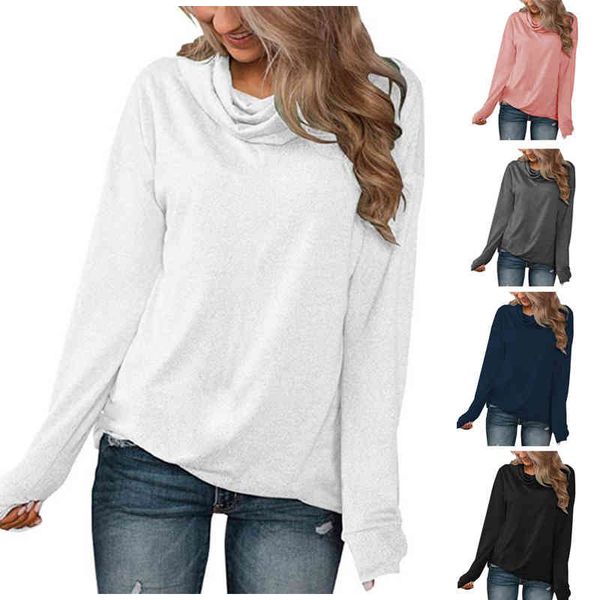 women's t-shirt women's autumn solid color pullover pile neck long sleeve v1q9, White
women's t-shirt women's autumn solid color pullover pile neck long sleeve v1q9, White