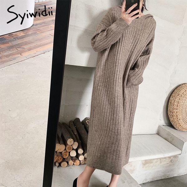 long sweater dress women hooded ribbed knitted solid plus size casual black gray clothes khaki straight fashion 210415
long sweater dress women hooded ribbed knitted solid plus size casual black gray clothes khaki straight fashion 210415