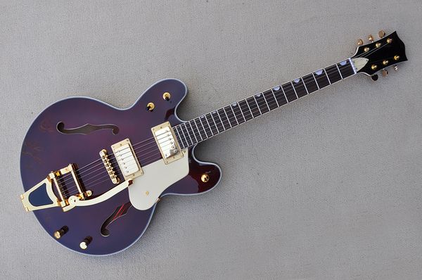 factory custom semi-hollow wine red electric guitar with thin body,rosewood fretboard,gold hardware,tremolo system,can be customized
factory custom semi-hollow wine red electric guitar with thin body,rosewood fretboard,gold hardware,tremolo system,can be customized