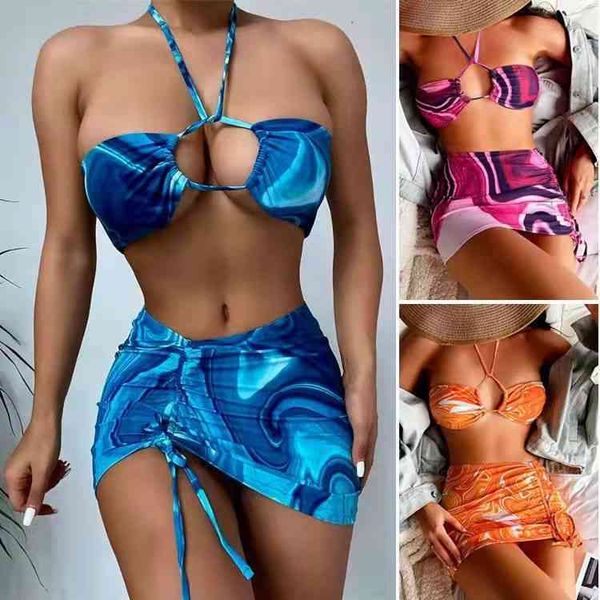 designer beach thong fashion swimsuit bikini set new halo dyed 3 piece european and american lace up bikini womens skirt split swimsuit, White;black
designer beach thong fashion swimsuit bikini set new halo dyed 3 piece european and american lace up bikini womens skirt split swimsuit, White;black