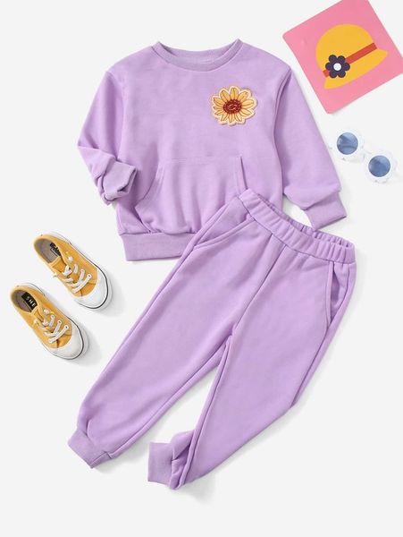 toddler girls floral patched pullover & joggers set she, White
toddler girls floral patched pullover & joggers set she, White