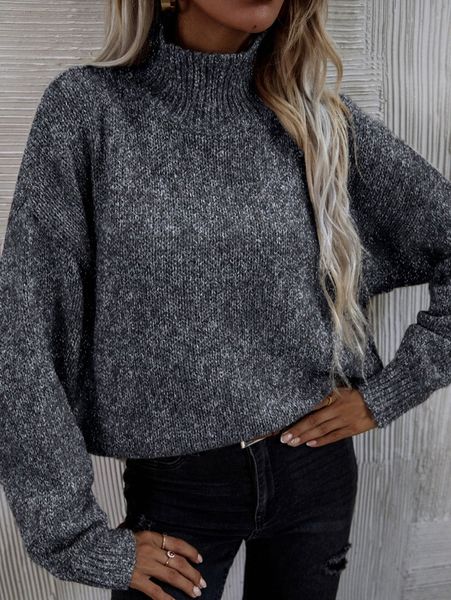 high neck drop shoulder sweater c0ze#, White;black