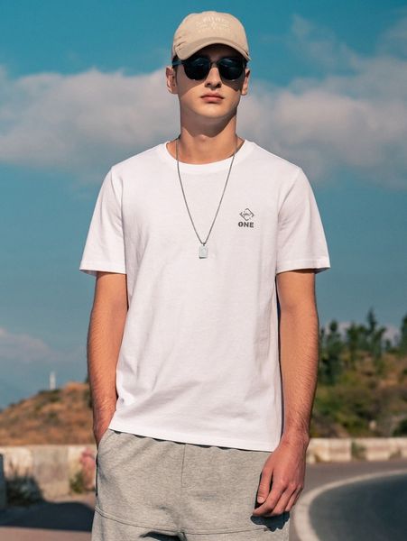 men letter graphic tee 93b6#, White;black