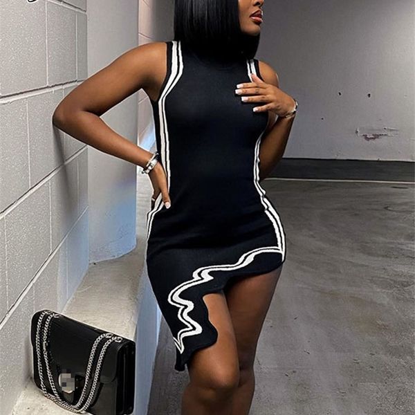 joskaa contrast color o-neck sleeveless bodycon dress for women summer party club wear irregular sweater dresses 220514, Black;gray
joskaa contrast color o-neck sleeveless bodycon dress for women summer party club wear irregular sweater dresses 220514, Black;gray
