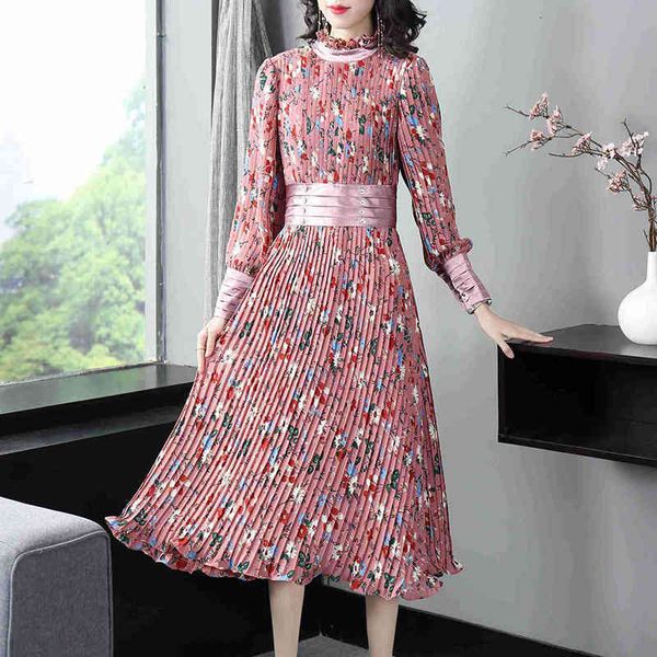 casual dresses fashion style small floral print medium and long skirt women's dress sleeve stand collar high waist pleated temperament, Black;gray
casual dresses fashion style small floral print medium and long skirt women's dress sleeve stand collar high waist pleated temperament, Black;gray