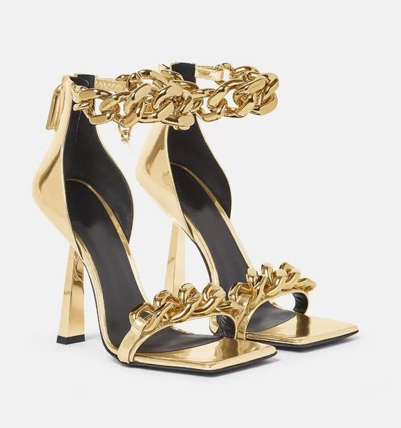 elegant golden chain-link straps leather sandals shoes zipped heel pumps luxurious brand women's high heels eu35-42.box, Black
elegant golden chain-link straps leather sandals shoes zipped heel pumps luxurious brand women's high heels eu35-42.box, Black