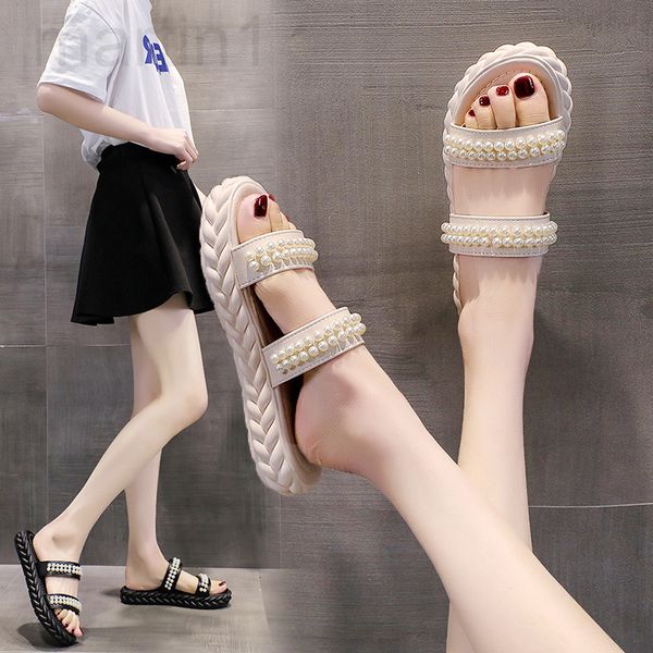 slippers designer thick soled cool slippers women wear 2022 summer new korean flat women's pearl decorative beach yo6n, Black
slippers designer thick soled cool slippers women wear 2022 summer new korean flat women's pearl decorative beach yo6n, Black