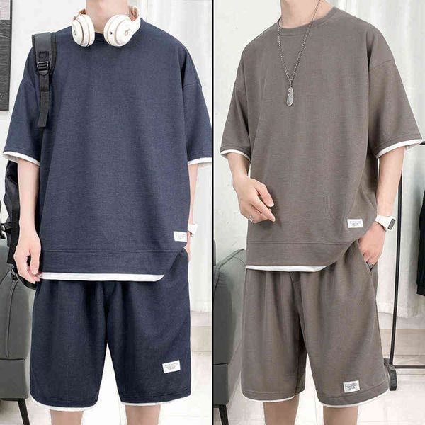 casual sportswear is fashionable and versatile youth waffle short sleeve t-shirt men's summer new suit two piece loose breathable fashi, Gray
casual sportswear is fashionable and versatile youth waffle short sleeve t-shirt men's summer new suit two piece loose breathable fashi, Gray