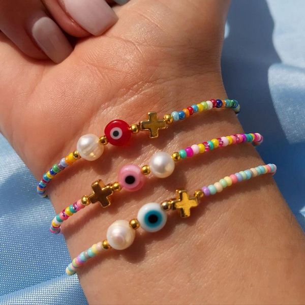lucky evil eye strands bracelet christian cross charm pearl colorful seed beaded dainty bracelets for women fashion jewelry, Black
lucky evil eye strands bracelet christian cross charm pearl colorful seed beaded dainty bracelets for women fashion jewelry, Black