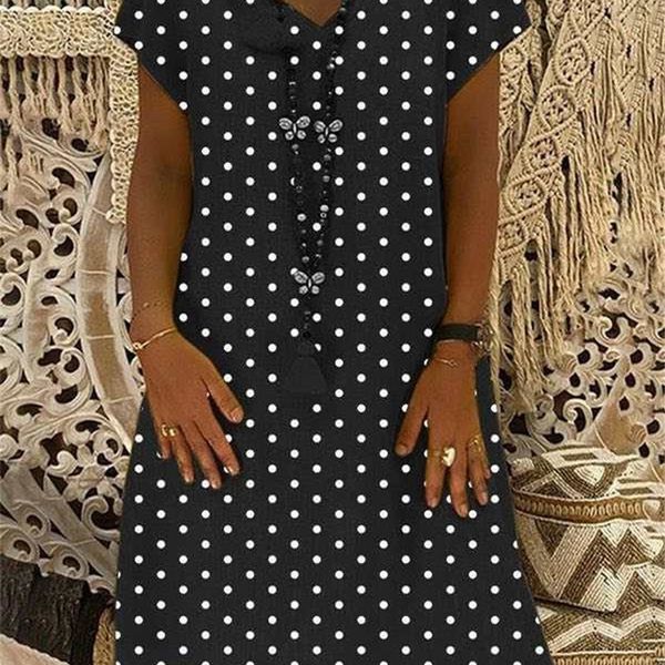 large size womens dress new fashion wild dress polka dot printed short sleeve vneck dresses y200102, White;black
large size womens dress new fashion wild dress polka dot printed short sleeve vneck dresses y200102, White;black