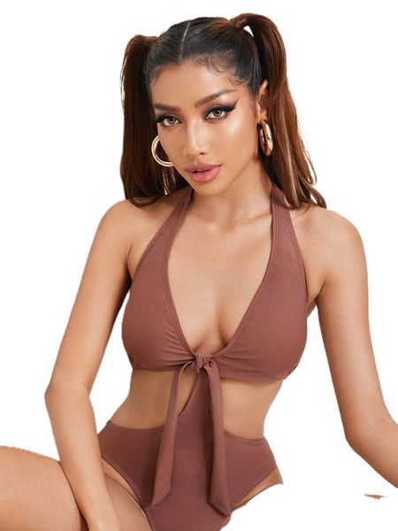 solid cut-out knot one piece swimsuit w2ha#, White;black
solid cut-out knot one piece swimsuit w2ha#, White;black