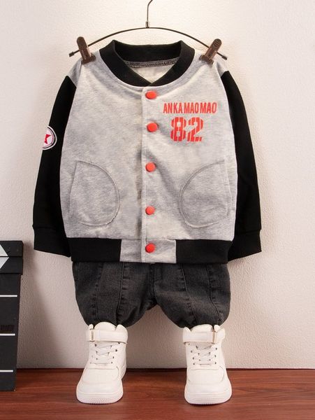 toddler boys letter graphic patched bomber jacket she, Blue;gray