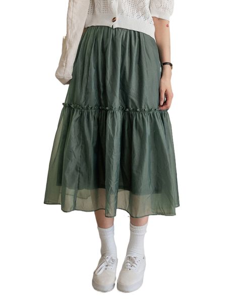 dazy solid frill trim skirt t6sf#, Black 
dazy solid frill trim skirt t6sf#, Black