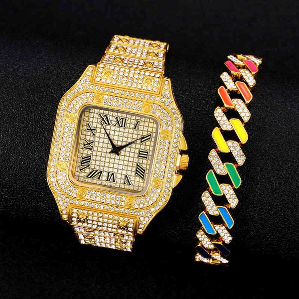 luxury fashion rhintone watch and bracelet women men hiphop cuban link bracelets simple dign gold sier color jewelry gifts, Slivery;brown
luxury fashion rhintone watch and bracelet women men hiphop cuban link bracelets simple dign gold sier color jewelry gifts, Slivery;brown
