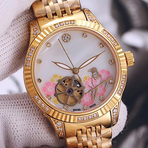 exquisite women's watch 35mm mechanical movement sapphire crystal mirror diamond gold stainless steel band classic design deep water re, Slivery;brown
exquisite women's watch 35mm mechanical movement sapphire crystal mirror diamond gold stainless steel band classic design deep water re, Slivery;brown