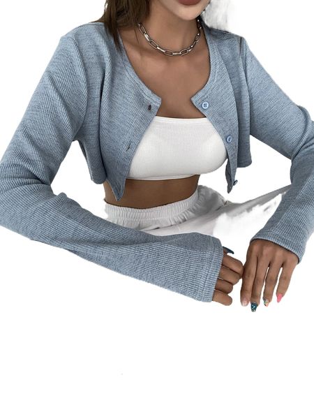 dazy solid button front crop h8cb#, White
dazy solid button front crop h8cb#, White