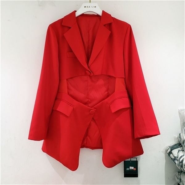 ewq 2020 autumn european goods fashion hole design jacket irregular waist loose blazer 4 color loose casual all amtch suit lj201021, White;black
ewq 2020 autumn european goods fashion hole design jacket irregular waist loose blazer 4 color loose casual all amtch suit lj201021, White;black