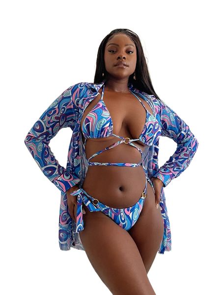 3pack allover print lace up halter bikini swimsuit & kimono i0fz#, White;black
3pack allover print lace up halter bikini swimsuit & kimono i0fz#, White;black