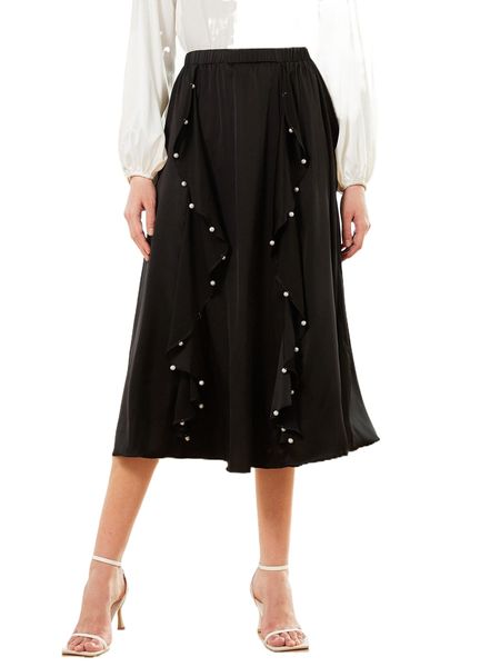 pearl detail skirt c2ur#, Black