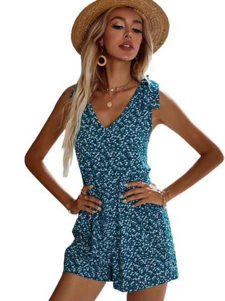 d.itsy f.loral tie shoulder romper j5au#, Black;white 
d.itsy f.loral tie shoulder romper j5au#, Black;white