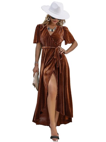 simplee butterfly sleeve wrap knot side high low hem bridesmaid dress f6ok#, White;black
simplee butterfly sleeve wrap knot side high low hem bridesmaid dress f6ok#, White;black