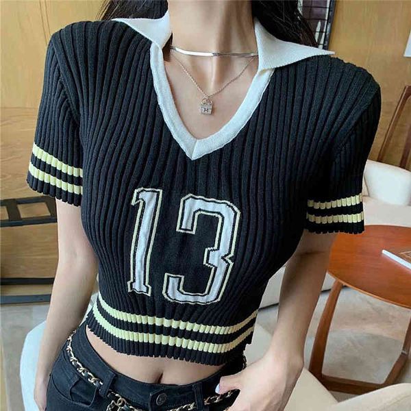 women's polos small fragrance black stripe no. 13 digital v-neck short sleeve elastic slim small cashmere wool sweater gfj2, White
women's polos small fragrance black stripe no. 13 digital v-neck short sleeve elastic slim small cashmere wool sweater gfj2, White