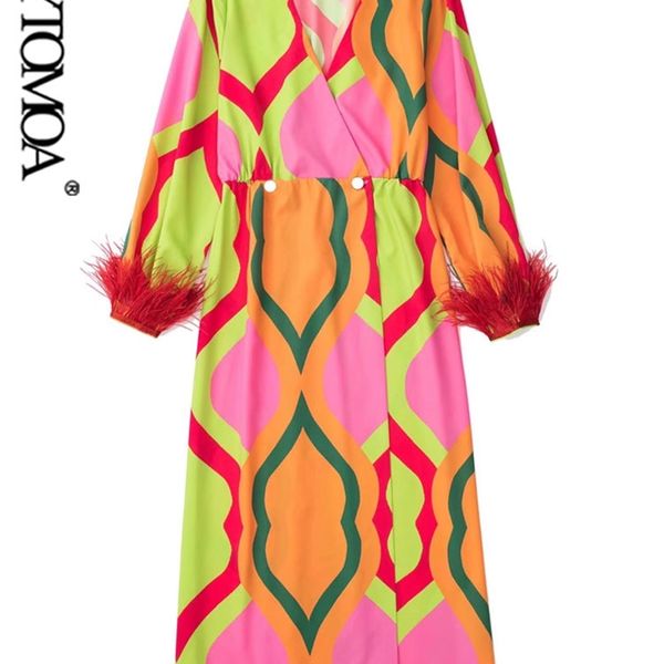 women fashion with feathers geometric print wrap midi dress vintage v neck long sleeve female dresses vestidos mujer 220526, Black;gray
women fashion with feathers geometric print wrap midi dress vintage v neck long sleeve female dresses vestidos mujer 220526, Black;gray