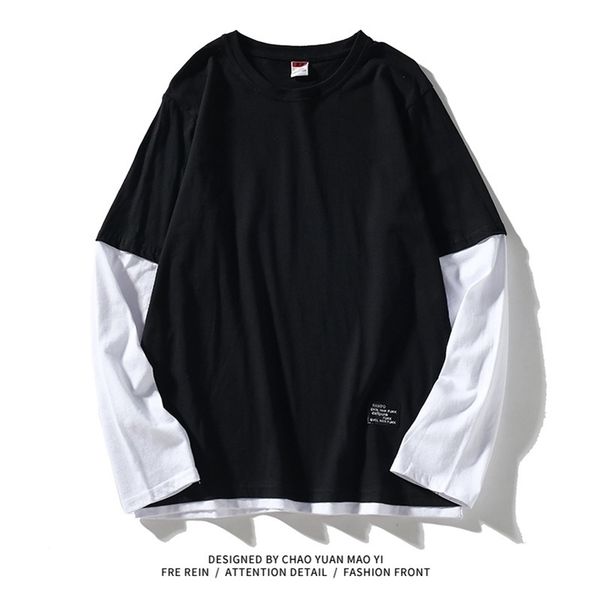 autumn spring fashion oversiz fake two pieces tshirt mens long sleeve casual o neck tshirt for man tees 201116, White;black
autumn spring fashion oversiz fake two pieces tshirt mens long sleeve casual o neck tshirt for man tees 201116, White;black
