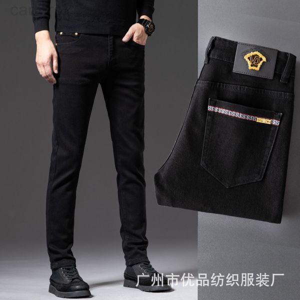 men's jeans designer chao brand high-end men's black slim elastic slim fit fashion korean autumn and winter pants x5mm, Blue
men's jeans designer chao brand high-end men's black slim elastic slim fit fashion korean autumn and winter pants x5mm, Blue