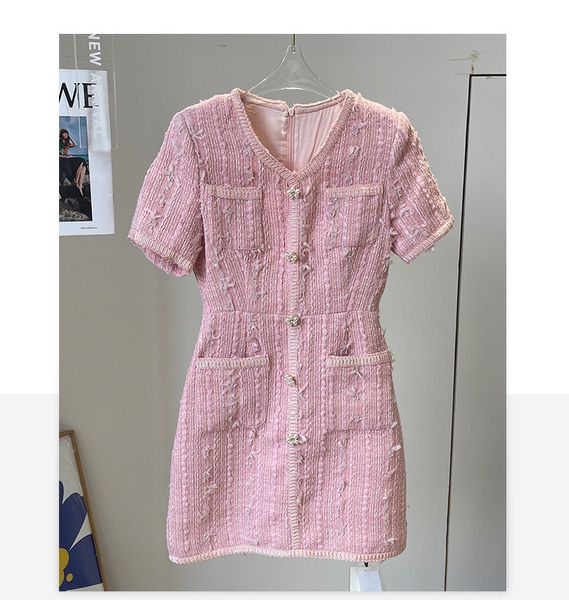 2022 fall autumn short sleeve v neck pink tweed solid color panelled pockets short mini dress elegant casual dresses 22g186227, Black;gray
2022 fall autumn short sleeve v neck pink tweed solid color panelled pockets short mini dress elegant casual dresses 22g186227, Black;gray
