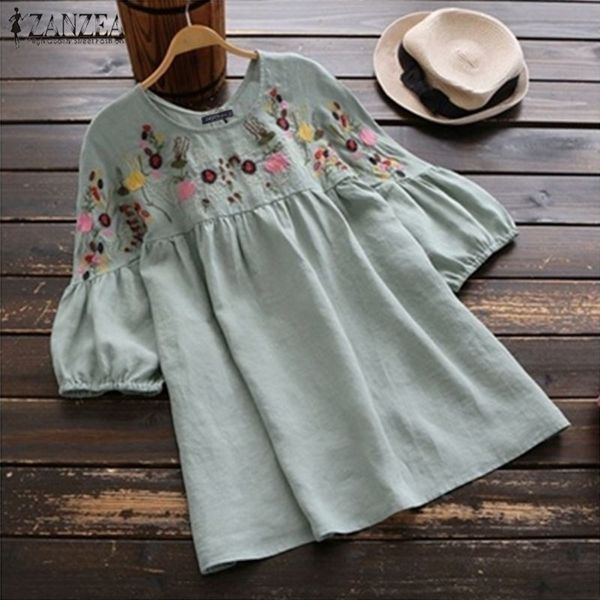 summer cotton linen shirt embroidered blouse zanzea women short sleeve female vintage floral party blusas robe femininas y200622, White
summer cotton linen shirt embroidered blouse zanzea women short sleeve female vintage floral party blusas robe femininas y200622, White