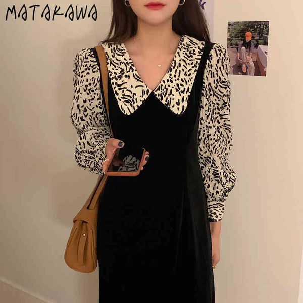 leopard stitching fake twopiece femme robe autumn retro peter pan collar dress slim waist velvet long dresses female 210506, Black;gray
leopard stitching fake twopiece femme robe autumn retro peter pan collar dress slim waist velvet long dresses female 210506, Black;gray