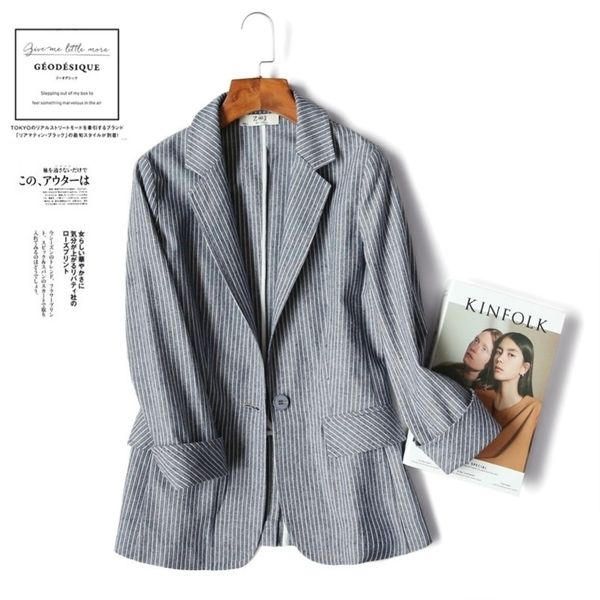 women linen blazer slim striped autumn breathable linen blend long sleeve blazer women y201026, White;black
women linen blazer slim striped autumn breathable linen blend long sleeve blazer women y201026, White;black