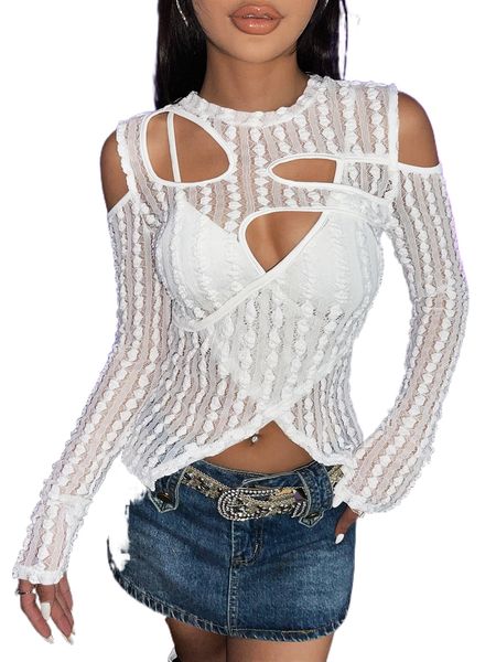 cut out wrap cross front lace without bra r1ih#, White 
cut out wrap cross front lace without bra r1ih#, White