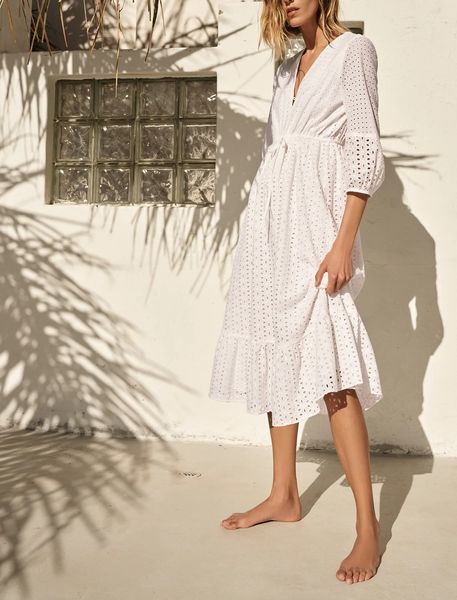casual dresses women white hollow out embroidery half sleeve elastic waist party dress, Black;gray
casual dresses women white hollow out embroidery half sleeve elastic waist party dress, Black;gray